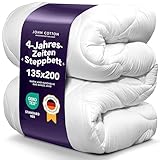 John Cotton 4 Jahreszeiten Bettdecke 135x200 cm – Praktisch alle Jahreszeiten Bettdecken für Allergiker | Oeko-Test Zertifiziert Steppdecke | Atmungsaktive Decke, Oberbett 135 x 200