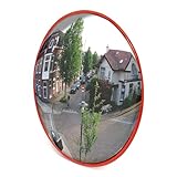 Wiltec Verkehrsspiegel 45 cm konvex, runder Sicherheitsspiegel mit 130-160° Sichtfeld, Konvexspiegel aus Polycarbonat, Überwachungsspiegel für Ausfahrten inkl. Montagematerial