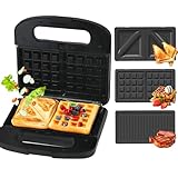 Extralink Sandwichmaker 3 in 1 Toaster, Grill und Waffeleisen mit austauschbaren Platten, 1000W Kontaktgrill, Antihaftbeschichtung, einfacher Reinigung, Sandwichmaker, Waffeleisen, Panini Maker