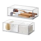 DoocliB Kosmetik Organizer Set of 2, Acryl Schubladen Stapelbar, Make Up Aufbewahrung Transparent, für Schlafzimmer Schminktisch Badschrank Spiegelschrank Innen