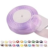 POPOYU Chiffonband Baby-Lila,25mmx45m Organzaband Baby-Lila Schleifenband Hochzeit Geschenkband Hochzeit Tüllband Transparent Satinband Baby-Lila für Weihnachten Hochzeit Taufe Geburtstag