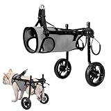 UIQELYS Kleiner Hunderollstuhl für Rückenbeine, grauer Hunde-Rollstuhl, leicht, Wagen mit behinderten Hinterbeinen, Spazierengehen, verstellbarer Hunde-Rollstuhlwagen mit Rädern für Hinterbeine