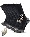 SockWaddles Merino Wandersocken Herren Damen, Atmungsaktiv Outdoor Socken Trekkingsocken, Gepolstert Sportsocken Anti-Blasen Laufsocken Merinowolle Arbeitssocken 3 Paar