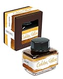 Online Tinte Golden Yellow mit Goldschimmer, Tintenglas 15ml, goldene Füllertinte für Kalligrafie, Handlettering, Schreibtinte, Tintenfass Konverter, Nachfülltinte auf wasserbasis, 17130/3