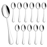 Homikit Kaffeelöffel 12 Stück, Edelstahl poliert Teelöffel Dessertlöffel Set, 13,5cm, Kleiner Löffel Set für Zuhause Restaurant Hotel Café, Runde Griffe & Glänzend, Spülmaschinenfest