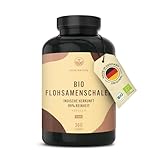 Bio Flohsamenschalen - 360 vegane Kapseln (750mg) - Herkunft: Indien - 4500mg hochdosierte Tagesdosis - 85% Ballaststoffgehalt - 99% Reinheit - Deutsche Produktion - TRUE NATURE®