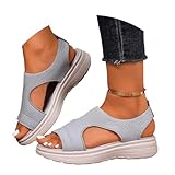 Damen Sommer Sandalen Bequeme Orthopädische Slingback Slides Mit Weichem Fußbett Waschbare Outdoor Wassersandalen Casual Strick Plateau