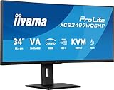 iiyama Prolite XCB3497WQSNP-B1 Curved 1500R 86.7cm 34 Zoll VA LED-Monitor UWQHD HDMI DP USB3.2 USB-C Dock 95W RJ45 KVM-Switch Höhenverstellung Adaptive Sync schwarz