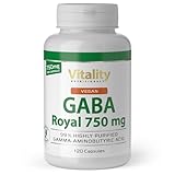 GABA Kapseln Hochdosiert, 750 mg pro Kapsel (120 Stk) Gamma-Aminobuttersäure ohne Zusätze ohne Gentechnik, GABA Royal Vitality Nutritionals by VitaminExpress