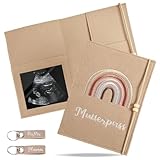 Mutterpasshülle aus Filz für Mutterpass, Mutterkindpasshülle, Mutterpass Hülle Filz, Versichertenkarte, Hülle Mutterpass mit Gummiband, Mit Fächer für Ultraschallbild, Versichertenkarte, Impfpass etc