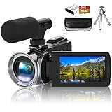 Hojocojo Videokamera Camcorder 4K 36MP Vlogging Kamera für YouTube 30FPS Digitalkamera 3,0'' 270°Drehbarer IPS Bildschirm Kamera mit 18X Digitalzoom, Stativ, 32GB TF-Karte & Batterien