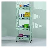 SKINPA Lagerwagen, Klappbare Lagerregale, Lagerwagen, Rollwagen for Enge Stellen, Ausziehbarer Küchenwagen, Mobiler Regalwagen(Green,4 Tier)