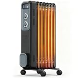 COWSAR 3 Heizstufen Ölradiator, Schnelle Heizung durch Gleichmäßige Konvektion, Leiser & Energieeffizient, Kipp- und Überhitzungsschutz, Mit Rollen & Griff, für Wohnzimmer & Schlafzimmer, Schwarz