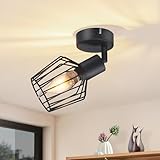 Lichtmaler Deckenspots Schwenkbar Wandstrahler E14 - Deckenstrahler 1 Flamming Schwarz Deckenlampe Vintage Deckenleuchte Drehbar 350° für Flur Badezimmer Küche(ohne Leuchtmittel)