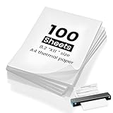 (100 Blatt) Thermopapier A4, kompatibel mit den meisten A4 Thermodruckern, schnelltrocknendes a4 Thermopapier, BPA-frei, Thermodrucker Papier für Dokumenten, Webseiten und Fotos.