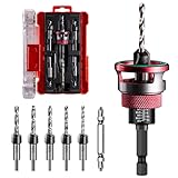 Mtchavno Kegelsenker Bohrer Set 5 tlg, Senker Holzbohrer mit Tiefenanschlag, Bohrsenker mit 1/4' Hex Schaft, aus HSS-M2, präzise Bohrungen, für Holzverarbeitung