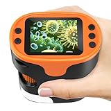 1000X Handy Digital Mikroskop für Kinder: 4K 2.0' Bildschirm Wiederaufladbar Mini Taschen Tragbares USB Trichome Mikroskope Science Kit mit Objektträger Set Geschenke für 4-12 Jährige