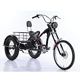 SikRea 20'' Fat Tire Elektro-Dreirad + GepäCkkorb Hinten Und Vorderlichter, 350 W Elektro-Dreirad FüR Erwachsene + 48 V/12 Ah Abnehmbarer Akku, 350 Pfund FüR Senioren