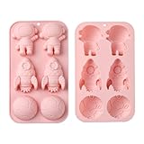 DanLingJewelry Silikonformen mit Weltraum-Motiv, Astronaut, Universum, Raumfahrer, Mond, Silikonformen für DIY-Kuchendekoration, 2 Stück