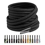 Puzeam 2 Paar - Stiefel Schnürsenkel Rund [4.5mm], reißfeste Schuhbänder für Wanderschuhe, Arbeitsschuhe, Wanderstiefel, Damen & Herren Ersatz Schnürsenkel Schwarz 140