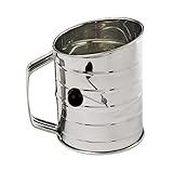 CreoQIJI Eisen Test Backwerkzeug, handbetriebener Shaker, Edelstahlgewebe, Sieb, Tasse, Mehl Küchengeräte Set (Silver, One Size)