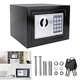 4,6L Tresor klein, Safe Tresor Feuerfest Wasserdicht, Elektronischer Digitaler Safe mit 2×Notschlüssel, Doppelbolzen Verriegelung, Sicherheitsbox, Möbeltresor für Bargeld Schmuck Dokumente, 23x17x17cm