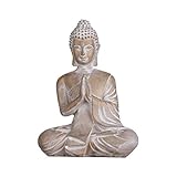 TERESA'S COLLECTIONS Buddha Figur Garten Statue 16cm Harz sitzende Budda Dekofigur Wetterfest und Frostsich Feng Shui Skulptur Garten Deko Statue für Balkon Terrasse oder als Wohnaccessoire Geschenk