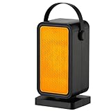 Heizlüfter Energiesparend, Elektrische Heizlüfter Energiesparend 600W, PTC Keramik Heizlüfter Überhitzungs& Kippschutz, 2 Einstellungen Thermostat, 12-Stunden-Timer, für Büro, Heim, Schlafsaal, bad