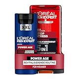 L'Oréal Men Expert Stop Stress Pflegeset für Männer, Mit XXL Gesichtspflege & Duschgel, Set für Herren mit Hyaluronsäure und aromatischem Duft, Power Age, Stop Stress, 2-teilig