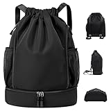 AHEJIOO Turnbeutel Für Jungen Kinder Damen Herren, Große Kapazität Mit Breit Kordelzug Sportbeutel, Wasserdicht Sport Rucksack Mit Mehreren Fächern, Sportrucksack Kinder, Für Sport, Reisen, Freizeit