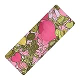 Yogamatte mit Cartoon-Blumenmotiv, rutschfest, Naturkautschuk, mit Tasche, 180,3 x 66 cm, für Fitnessstudio