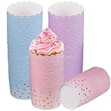 150 Stück Cupcake Förmchen, 7×6×5.5cm Muffinförmchen Papier, 3 Farben Mini Muffin Papierförmchen Cupcake, Muffins Papierförmchen für Muffins Dessert, Hochzeiten Geburtstag Party(Rosa,Lila,Blau)