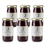 Jordan Original Schwarze Griechische Kalamata Oliven ohne Kern, 6 x 360g Glas, 200g Abtropfgewicht, Vegan, Traditionell in Salzlake und Weinessig, Natürlicher, milder Geschmack, 6er-Pack