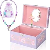 hombrima Musik-Schmuckkästchen mit Halskette, Armband, Musik-Schmuck-Aufbewahrungsbox mit drehender Ballerina, Geschenk-Set für Kinder, Mädchen, Kinder, Tochter