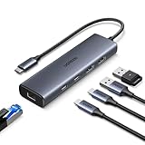 UGREEN USB C 3.2 Hub LAN Adapter Ethernet Adapter 10Gbps mit 2xUSB C Port und 2xUSB A Ports, USB C auf RJ45 Gigabit Netzwerkadapter kompatibel mit iPhone/iPad, Laptop unter Windows, Mac OS usw.