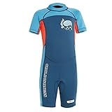 SXSHUN Kleinkind/Kinder Jungen/Mädchen Einteiler Neoprenanzug Thermo Taucheranzug Wetsuit Fullsuit Schwimmanzug Bademode(Ganzkörper/Shorty) - 2-9 Jahre (116-122, Dunkelblau)