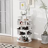 Redlife 5-stöckiger drehbarer Schuhregalturm, 360° drehbarer Schuhaufbewahrungsorganisator, Holzschuhregal-Schuhkarussell für Flur, Schlafzimmer und Eingang, Shoe Rack (weiß)