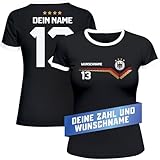 MoonWorks® EM Shirt Damen Deutschland Trikot personalisiert mit Name Fußball Europameisterschaft 2024 Fanshirt schwarz-weiß M