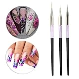 Nail Art Stift 3 Stück Nail Art Punktierung Stift Zeichenwerkzeug Set Nail Art Pinsel für Marmorierwerkzeuge Strass Griff(Schwarz)