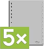 Durable Register für DIN A4, volldeckend (5er Pack - grau, 1-12)