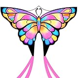 Simxkai Schmetterlingsdrachen für Kinder und Erwachsene, einfachste Beachdrachen (rosa)