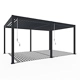 WEIDE® Deluxe Pavillon in Anthrazit mit Lamellendach 3,6x5,3 m I Rostfreie & Robuste Voll-Aluminium Pergola freistehend I Optimaler Schutz vor Sonne & Regen Dank verstellbaren Aluminium-Lamellen