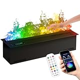 agreilduite 3D-Nebelkamin, App-gesteuerter Dampfkamin mit automatischer Wasserzufuhr, 9-farbige Flammenwechsel, versenkter elektrischer Kamin mit Fernbedienung, berührbarer Wassernebel 120cm/47.2in
