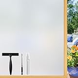 Windimiley Fensterfolie Blickdicht Sichtschutzfolie Fenster, Milchglasfolie Selbstklebend Statisch haftend, UV-Schutz Sichtschutz Glasfolie für Heimbüro Badezimmer Küche Matt 44,5 x 200 cm