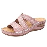 Patschen Damen Schlappen Sommer Hausschlappen Keilsandaletten Keilsandalen Damen Sommerschuhe Römersandalen Sandalen Weite H Women'S Slippers Orthopädische Hausschuhe Mokassins Bequeme Dick Besohlt