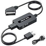 Kirolle Scart auf HDMI Konverter mit Scart und HDMI Kabel, Scart zu HDMI Konverter, Scart Eingang HDMI Ausgang Video Audio Adapter für Sky/DVD/STB zur Anzeige auf HDTV