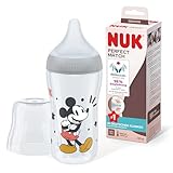 NUK Perfect Match Babyflasche | Ab 3 Monate | Passt sich dem Baby an | Temperature Control | Anti-Colic | 260 ml | BPA-frei | Silikontrinksauger, Medium | Disneys Micky Maus [grau]