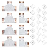 KWJEIULSOQ 28 Stück Led Strip Verbinder 4 Polig,Led Eckverbinder，T-Form Led Streifen Verbinder für 8mm Weite 3535 Rgb Led Strips,L-Form Led Eckverbinder,Eckverbinder,Verbindung Led Streifen