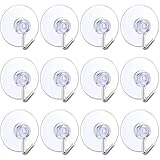 WANGENPING 12 Stück Saugnäpfe mit Haken, 20mm Transparente Saughaken, Kleine Saugnäpfe aus Kunststoff mit Rundem Haken, für Fenster, Bad und Küche Ideal Hakens Saugnäpfen