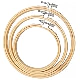 Funngy Stickrahmen,3 PCS Runder Stickrahmen aus Bambus Set 3 Größen 10/15/18 cm Verstellbarer Kreuzstich-Rahmen für Stickerei DIY und Kunsthandwerk Ideal für Anfänger und Erwachsene
